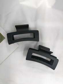 2pcs 8.5cm Multicolor Hollow Square Plastic Hair Claw - Black - View 12