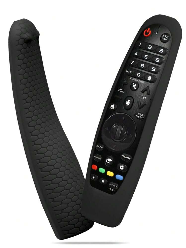 1 pieza Funda protectora de silicona para control remoto, diseño geométrico simple a prueba de golpes y antideslizante para uso doméstico, bolso, organizador, almacenamiento - Negro - Añade 1