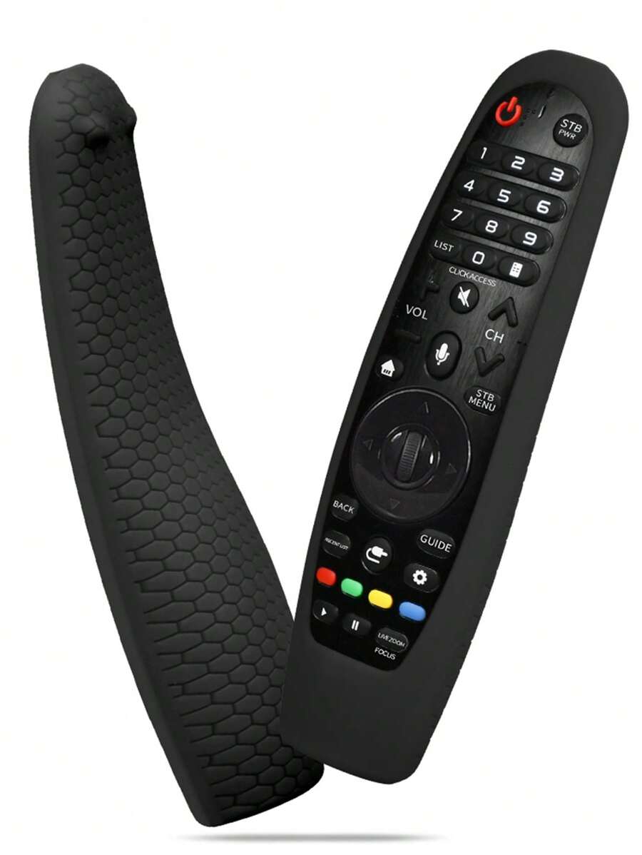 1 Vỏ bọc điều khiển từ xa bằng silicon, thiết kế hình học đơn giản, chống sốc, chống trượt, dùng cho gia đình, túi xách, hộp đựng, đồ lưu trữ - màu đen - Xem 1