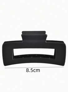 Women's Simple Style Black Matte Square Hair Claw Clip - Black - View 3