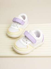 Baby Girls Color Block Lưới Chi tiết Hook-and-loop Fastener Giày trượt băng thể thao cho ngoài trời - trắng - Xem 3