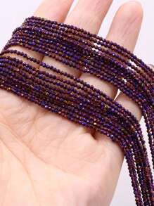 1 sợi Spinel Chuỗi hạt pha lê màu xanh sáng bóng sáng bóng để làm đồ trang sức - Màu đỏ tím - Xem 3