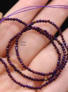 1 sợi Spinel Chuỗi hạt pha lê màu xanh sáng bóng sáng bóng để làm đồ trang sức - Màu đỏ tím - Xem 5