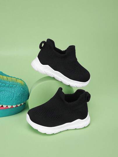 男嬰針織細節透氣運動一腳蹬運動鞋戶外