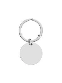 1pc Unisex Butterfly Accessory Best Friend Message Round Pendant Stainless Steel Keychain Graduation Season Friendship Gift - Light Grey - View 2