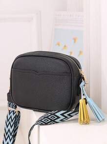 Mini Square Bag Litchi Embossed Minimalist Black, Mother's Day Gift For Mom - Black - View 1