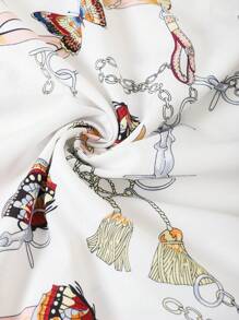 Áo sơ mi Nam Nút phía trước Loại bướm Họa tiết Chain Giải trí - trắng - Xem 8