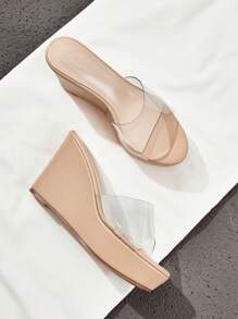 Phụ nữ Giày dép Băng tần đơn Dép Wedge Slide , PVC Thời trang Dép xăng đan Cho mùa xuân Và Mùa hè - Trong sáng - Xem 1