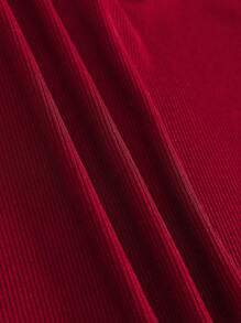 INAWLY Cut Out Tank Top & Drawstring Waist Track Shorts - Red - View 3