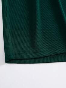 INAWLY Cut Out Tank Top & Drawstring Waist Track Shorts - Dark Green - View 4