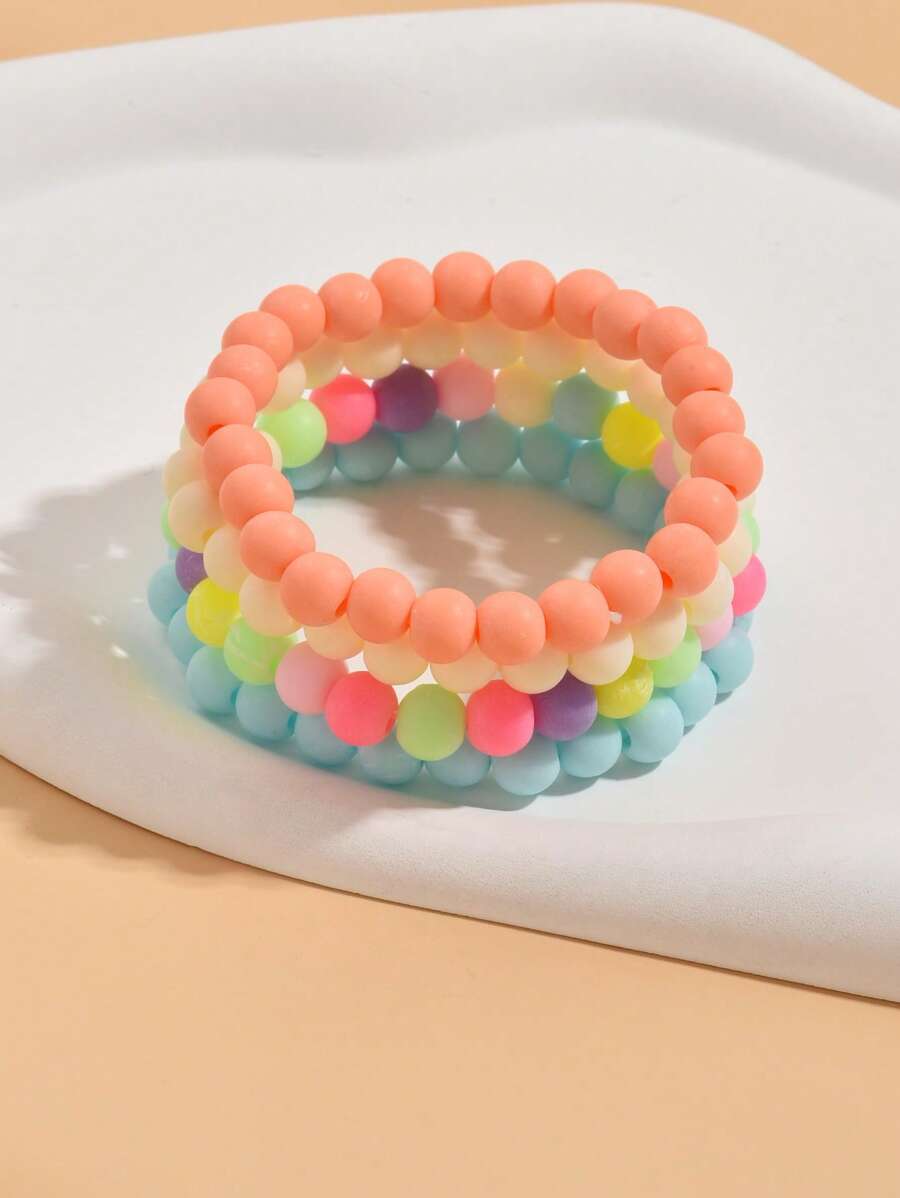 4入組Y2K隨機色亞克力串珠手鏈套裝 - 彩色 - 查看 1