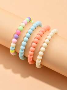 4入組Y2K隨機色亞克力串珠手鏈套裝 - 彩色 - 查看 2