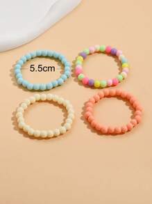 4入組Y2K隨機色亞克力串珠手鏈套裝 - 彩色 - 查看 3
