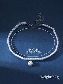 1條輕盈豪華人造珍珠鎖骨項鍊女士珠寶飾品 - 彩色 - 查看 2