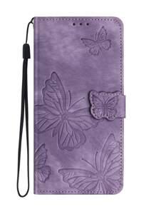 Butterfly Pattern Phone Case With Lanyard,International Version, Not The Domestic Version - Mauve Purple - View 2