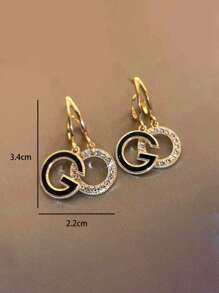 Rhinestone Decor Round Drop Earrings