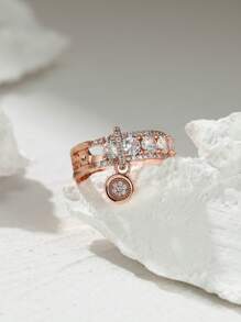 Vanel 1入組復古經典圓形吊墜戒指，奢華女士珠寶戒指 - 送給妻子/派對禮物 - 玫瑰金 - 查看 3