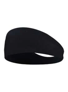 Sweat Absorption Black Polyester Sports Headband - Black - View 1