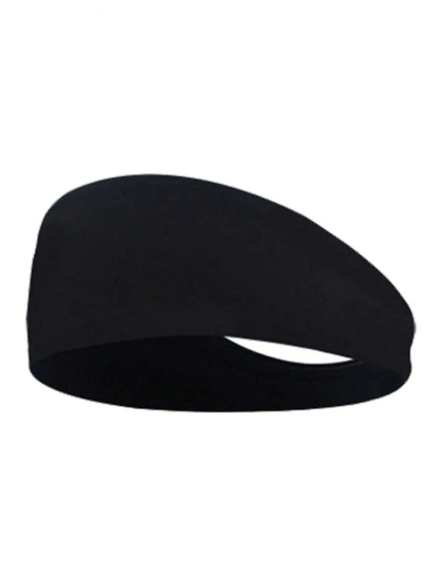 Sweat Absorption Black Polyester Sports Headband - Black - View 1