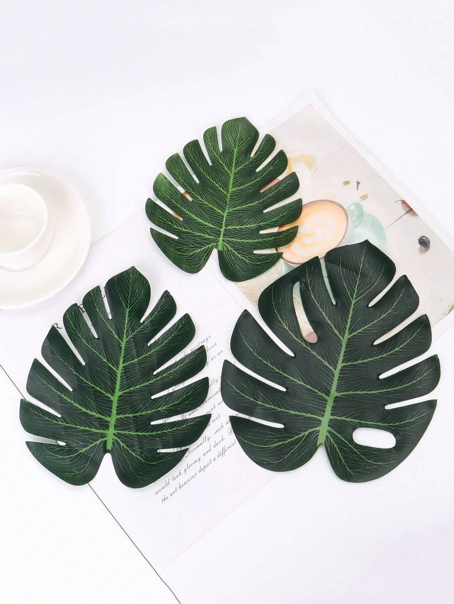 1 chiếc lá nhân tạo bằng nhựa, cây nhân tạo đa năng cho bữa tiệc - màu xanh lá - Xem 1