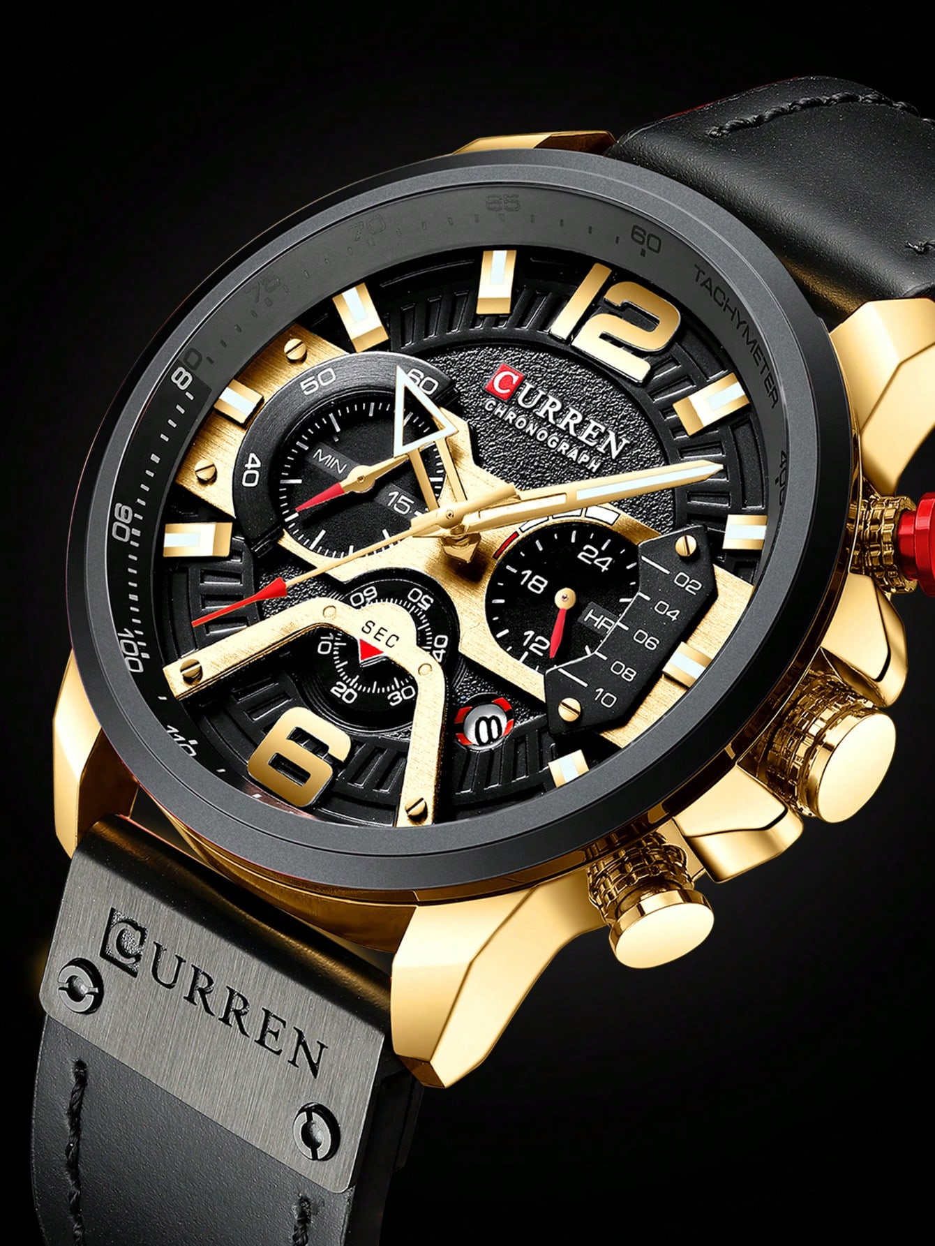 Curren Men Triple Dial Date Watch Quartz Watch كهدية للطلاب العائدين إلى المدرسة | مقاس: حجم واحد