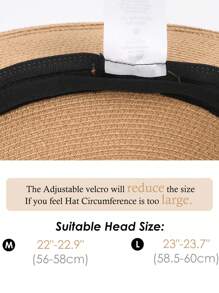 1pc Women Two Tone Boho Straw Hat For Outdoor Travel Valentine's Day Valentines