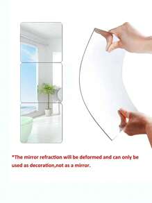 4pcs PMMA Mirror Wall Sticker, Creative Square Wall Mirror Tile For Home - Clear - View 6