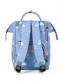 1pc Baby Elephant & Rainbow Pattern Huge-capacity Backpack Diaper Bag - Multicolor - View 8