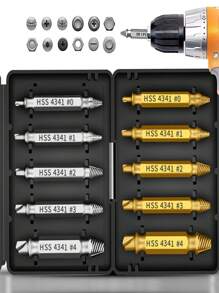 4pcs Silvery Color Damaged Screw Extractor Set Easy Out Broken Screw Remover - Multicolor - View 5