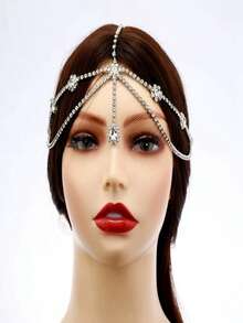 1件银色向日葵新娘头饰，镶钻时尚发饰 - 白色 - 查看 2