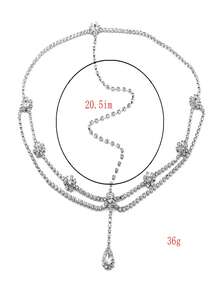 1件银色向日葵新娘头饰，镶钻时尚发饰 - 白色 - 查看 3