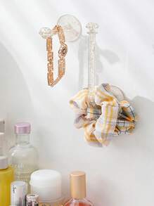 1 pieza Estante de almacenaje ABS almacenamiento moderno sin perforación para casa con cuarto de baño - transparente - Ver 3