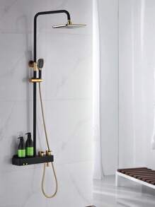 1pc Two Tone Shower Head, Modern ABS Multifunction  Shower Head For Bathroom - Black - View 2