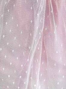 SHEIN Young Girls Bow Front Mesh Overlay Party Dress - Pink - View 5