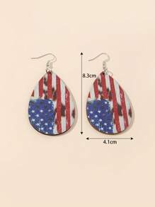 1雙時尚美國國旗圖案水滴懸垂耳環適合女士適用於美國獨立日 - 彩色 - 查看 3