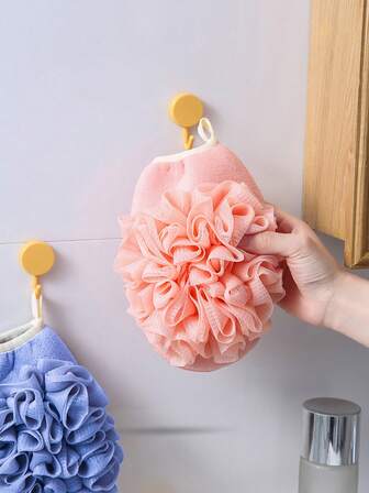 1pc PE Bath Loofah, Minimalist Plain Bath Foaming Ball For Bathroom