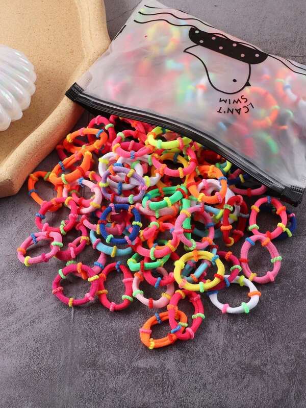 100pcs/Pack Small Size Elastic Hair Ties For Women Ponytail Holders Hair Elastics Hair Rubber Bands Scrunchies Hair Rope ,Gym Sport Outfit