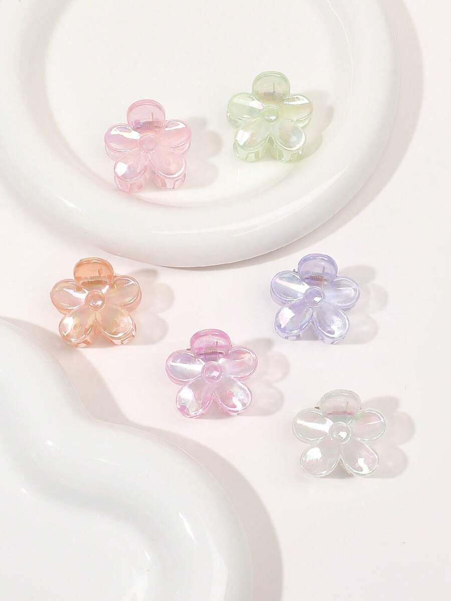 6入組女性花朵設計極簡風格髮爪適用於日常 - 彩色 - 查看 1