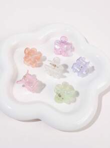 6入組女性花朵設計極簡風格髮爪適用於日常 - 彩色 - 查看 2