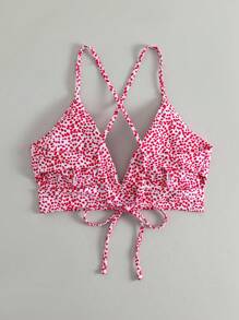 Allover Print Tie Back Bikini Top - Multicolor - View 2