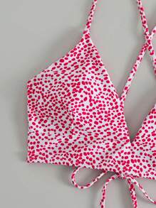 Allover Print Tie Back Bikini Top - Multicolor - View 4