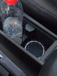 1 miếng lót ly trang trí bằng đá nhân tạo cho ô tô bằng silicon - màu đen - Xem 2