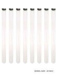 8pcs Clip In Long Straight Synthetic Hair Extension - White - View 2