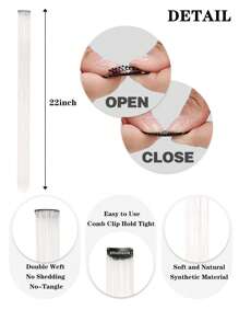 8pcs Clip In Long Straight Synthetic Hair Extension - White - View 3