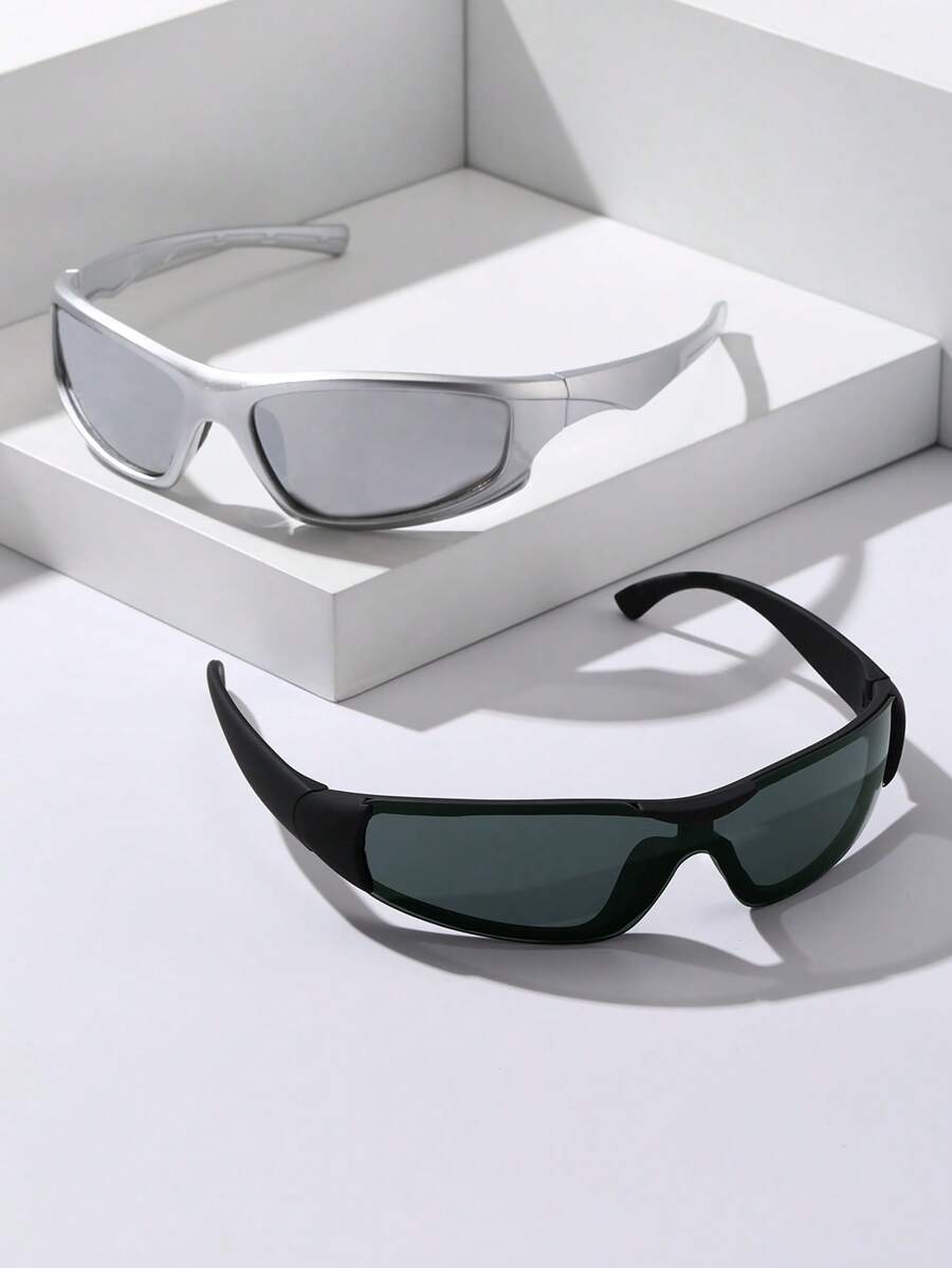 2pairs Men Wrap Frame Fashionable Fashion Glasses For Daily Life For Summer Beach Vacation,Outdoor,Travel - Multicolor - View 1