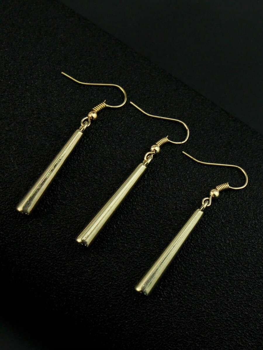 3 piezas/set pendientes de gota geométricos de moda para hombres para decoración diaria, para regalo de joyería y fiesta - Amarillo Oro - Ver 1