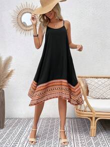 SHEIN VCAY Vestido de tirantes bajo asimétrico - Negro - Ver 4