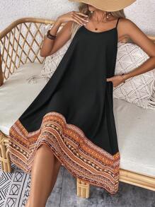 SHEIN VCAY Vestido de tirantes bajo asimétrico - Negro - Ver 6