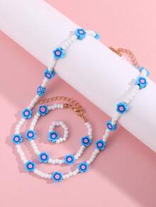 Chicas 3 piezas Set joya con diseño de flor con cuenta para decoración diaria - Multicolor - Ver 5