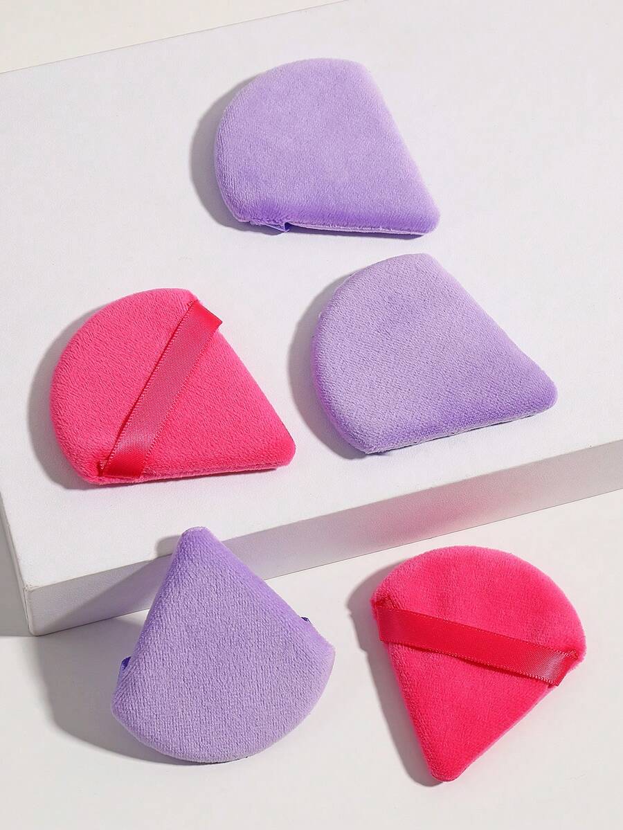 BANFI Bộ 5 bông mút trang điểm Soft Triangle Powder Mineral Puff để trang điểm mặt - Hồng - Xem 1